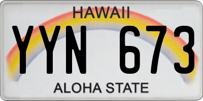 HI license plate YYN673