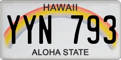 HI license plate YYN793