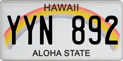 HI license plate YYN892