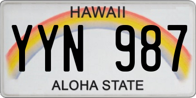 HI license plate YYN987
