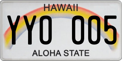 HI license plate YYO005