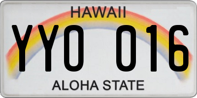 HI license plate YYO016