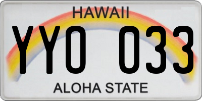 HI license plate YYO033
