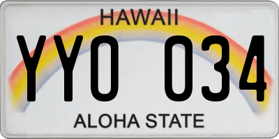 HI license plate YYO034