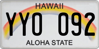 HI license plate YYO092