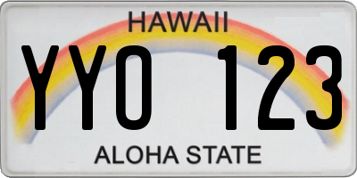 HI license plate YYO123