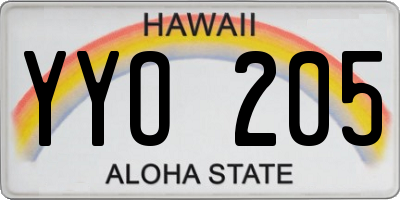 HI license plate YYO205