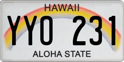 HI license plate YYO231