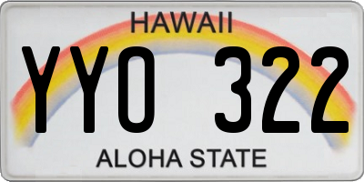HI license plate YYO322