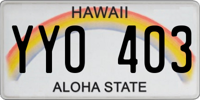 HI license plate YYO403