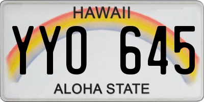 HI license plate YYO645