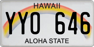 HI license plate YYO646