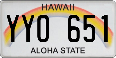 HI license plate YYO651