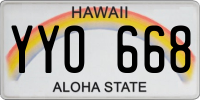 HI license plate YYO668