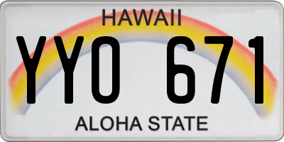 HI license plate YYO671