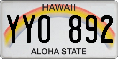 HI license plate YYO892