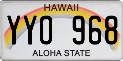 HI license plate YYO968