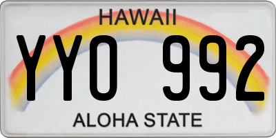 HI license plate YYO992