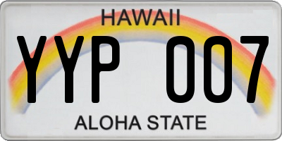 HI license plate YYP007