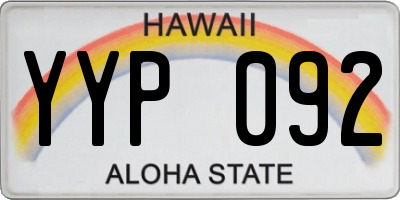 HI license plate YYP092
