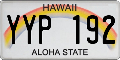 HI license plate YYP192
