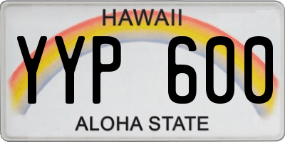 HI license plate YYP600
