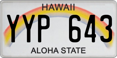 HI license plate YYP643