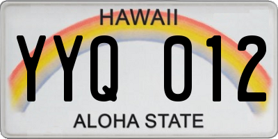 HI license plate YYQ012