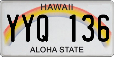 HI license plate YYQ136