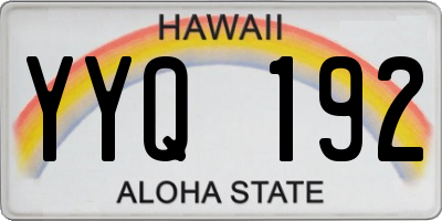 HI license plate YYQ192