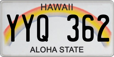 HI license plate YYQ362