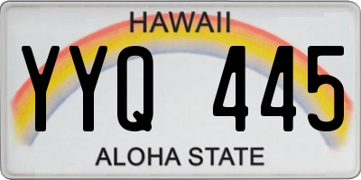 HI license plate YYQ445