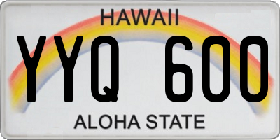 HI license plate YYQ600
