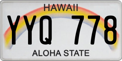 HI license plate YYQ778