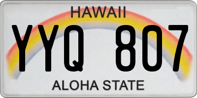 HI license plate YYQ807