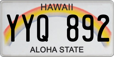 HI license plate YYQ892