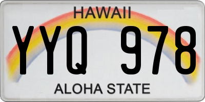 HI license plate YYQ978