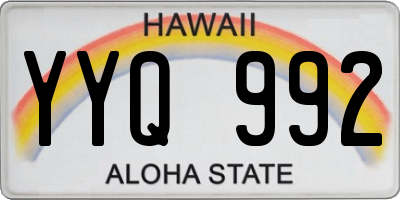 HI license plate YYQ992