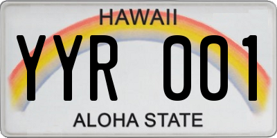 HI license plate YYR001