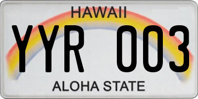 HI license plate YYR003