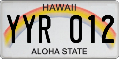 HI license plate YYR012