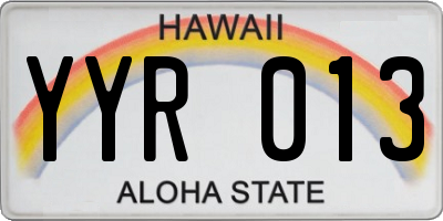 HI license plate YYR013