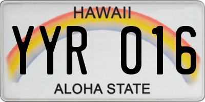 HI license plate YYR016