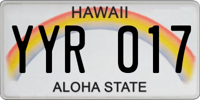HI license plate YYR017