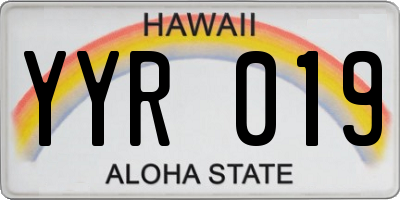HI license plate YYR019