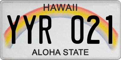 HI license plate YYR021