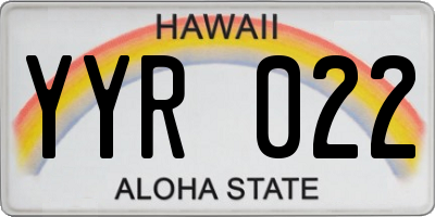 HI license plate YYR022
