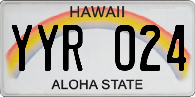 HI license plate YYR024