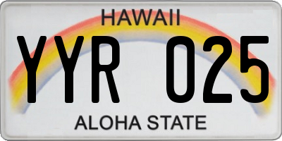 HI license plate YYR025