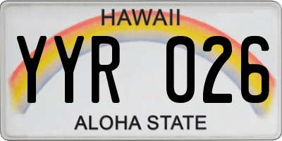 HI license plate YYR026